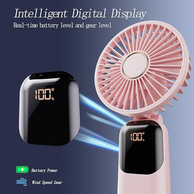 GOCKERA Portable Fan, 4200mAh Battery Operated Fan, 5 Speeds&Digital Display - Image 4