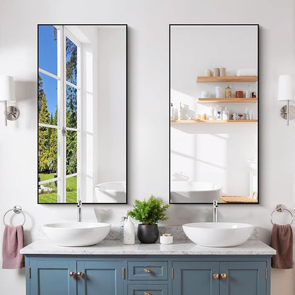 Black Bathroom Mirror for Wall, 20x40 Inch Rectangle Mirror - Image 9