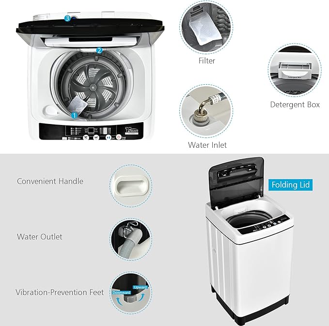 Giantex Portable Washing Machine, 2 in 1 Full Automatic Laundry Washer 1.5Cu.Ft - Image 3