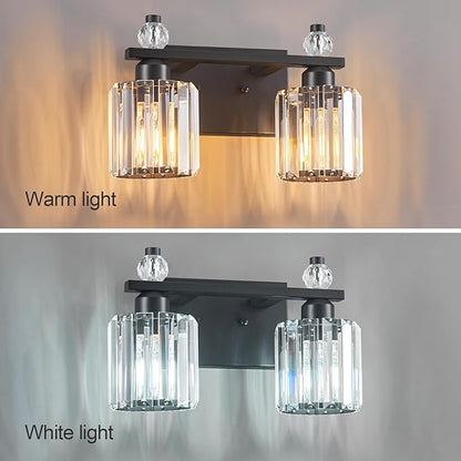 FDPBY Bathroom Vanity Lights 2-Light Sand Black Modern Crystal Vanity Light - Image 2
