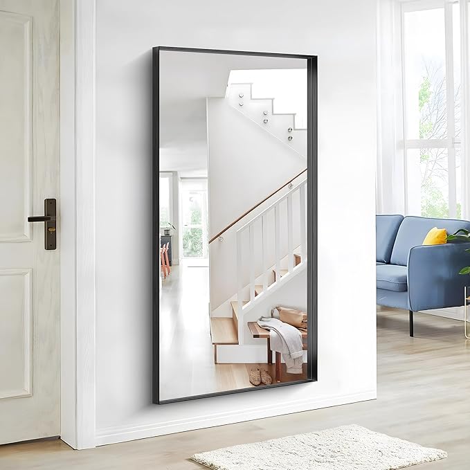 Black Bathroom Mirror, 30x60 Inch Rectangular Deep Frame Mirror, Large Wall - Image 9