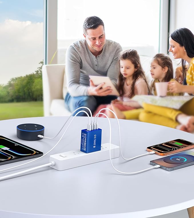 60W USB C Fast Charger Cube, 2 Pack PD+QC Charging Block Power Adapter 5 Port - Image 8