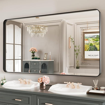 LOAAO Black Metal Framed Bathroom Mirror - Image 3