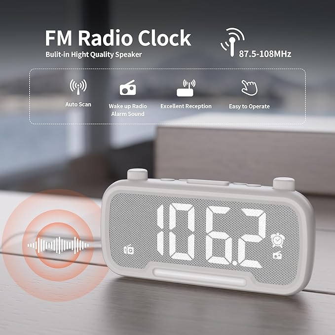 Alarm Clock Radio for Bedrooms, Hi-Fi Sound, Clock Radio - Image 5