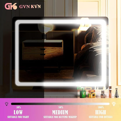Makeup Vanity Mirror with USB Charging Port 24" x 19" Large LED Makeup Mirror - Image 3