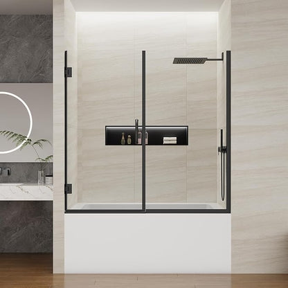 Pivot Swing Bathtub Door, Adjustable Width 60" W x 59" H Semi-Frameless Shower - Image 9