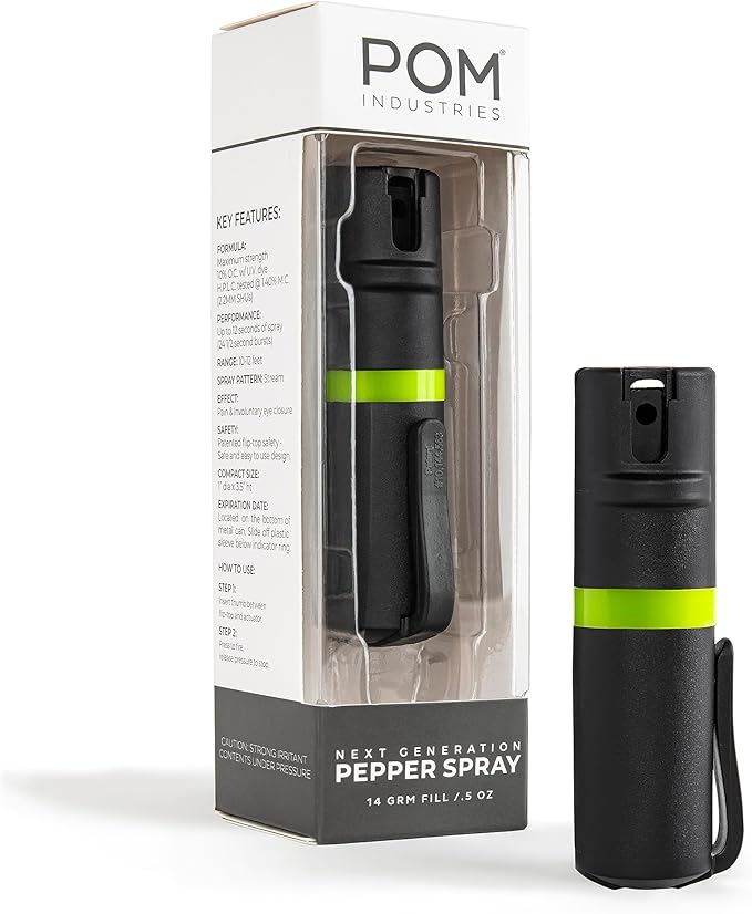POM Pepper Spray Pocket Clip, Quick Flip Top Safety, Maximum Strength OC Formula by POMIndustries