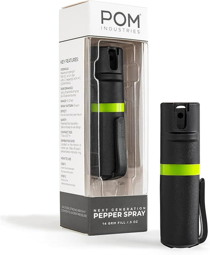 POM Pepper Spray Pocket Clip, Quick Flip Top Safety, Maximum Strength OC Formula by POMIndustries