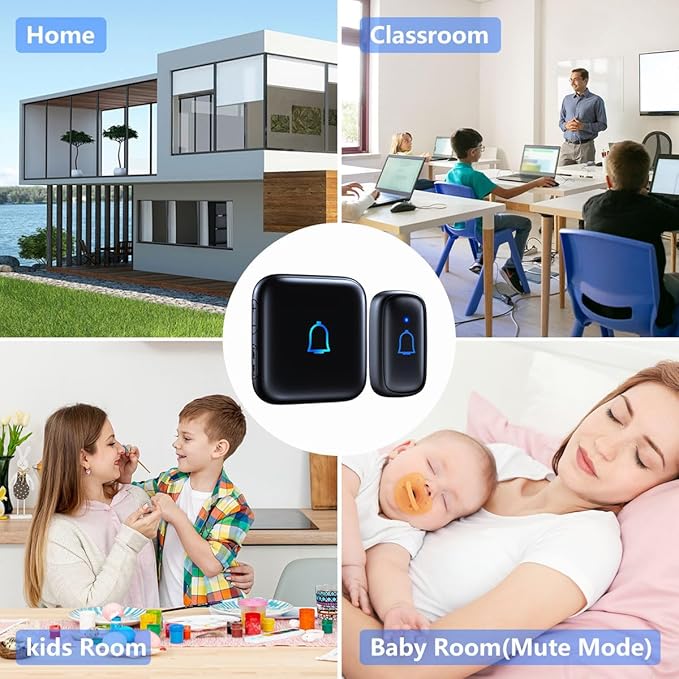 Wireless Doorbell Loud Classroom Doorbell IP66 Waterproof Doorbell 1000Ft 66 - Image 7