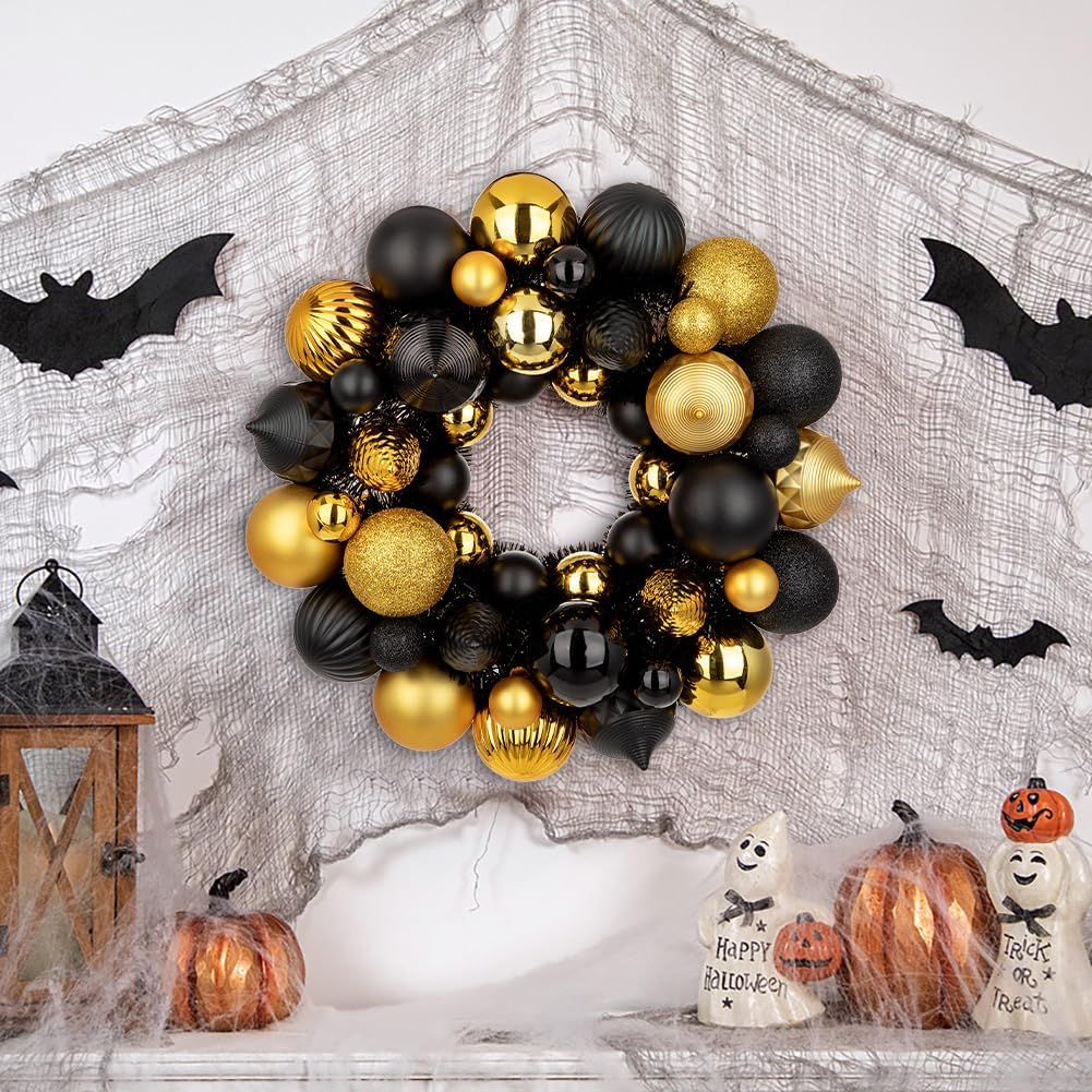 Halloween Ball Wreath 13" Xmas Wreaths Ornaments Glitter Thicken Shatter...