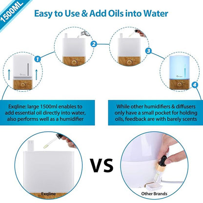 Exqline 1500ml Large Aroma Essential Oil Diffuser - Image 3