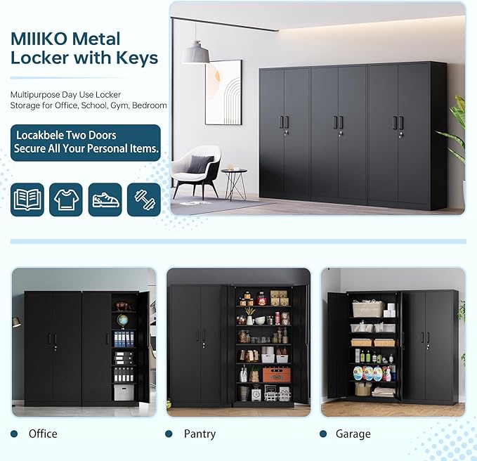 MIIIKO Black Garage Storage Cabinet - Image 7