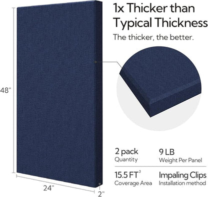 Olanglab Sound Absorbing Acoustic Wall Panels 2 Pack, Large Fabric Wrapped - Image 2