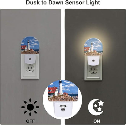 sndheke Beautiful White Lighthouse Night Light Plug into Wall, Ocean Seaside - Image 3