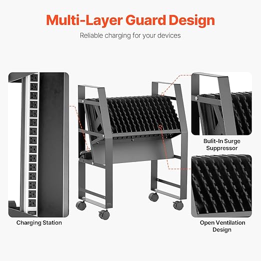 VEVOR Charging Cart, 16 Device Mobile Open Charging Station, Office and - Image 3