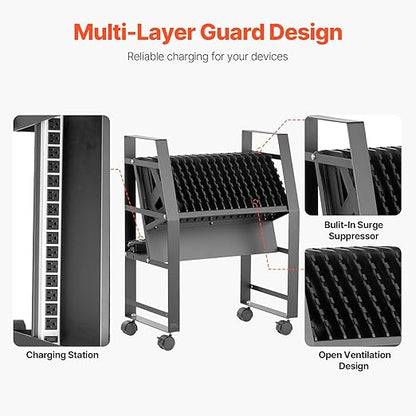 VEVOR Charging Cart, 16 Device Mobile Open Charging Station, Office and - Image 3