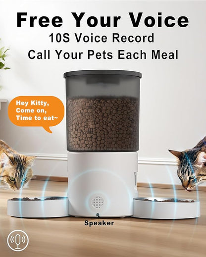 Automatic Cat Feeder for 2 Cats, 4.2L Programmable 1-6 Meals Portion Control - Image 6