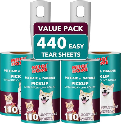 MEIQIHOME Lint Rollers for Pet Hair Extra Sticky, 440 Sheets Value Set Lint by MEIQIHOME