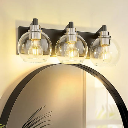 METWET Bathroom Light Fixtures, 3-Light Black and Brushed Nickel Bathroom - Image 7