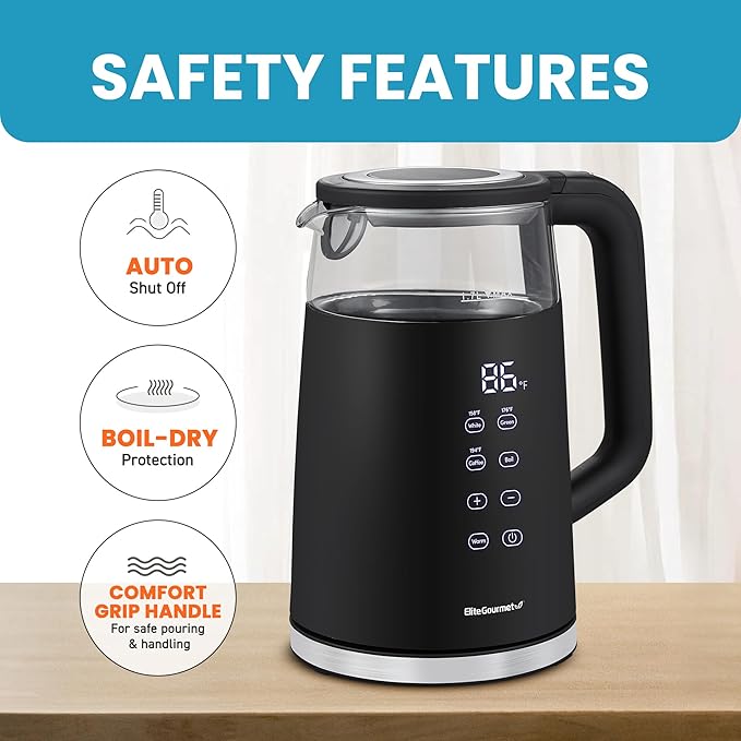 Elite Gourmet EKT8717 1.7L Dual Wall Cool Touch Electric Tea Kettle, - Image 5