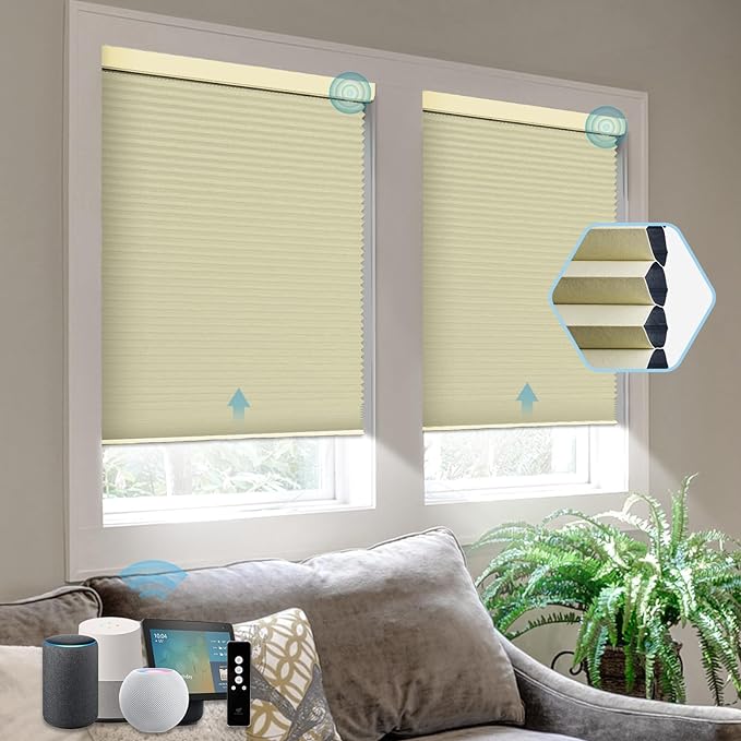 SmartWings Motorized Cellular Shades, Honeycomb Blinds Compatible by SmartWings