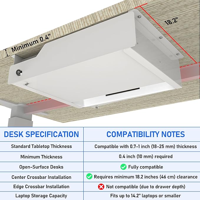 Lumil Under Desk Mounted Drawer Lockable - Image 3