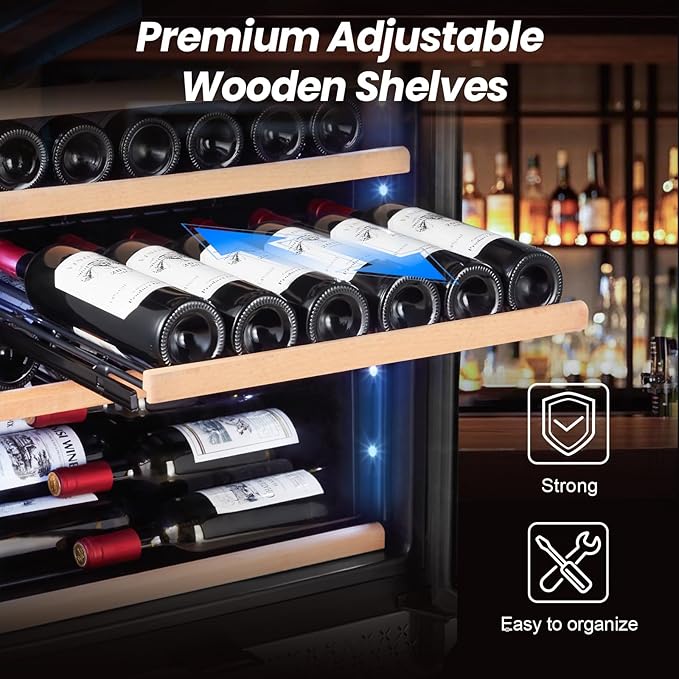 180 Bottles Wine Fridge 24 Inch Dual Zone Wine Cooler Refrigerator Freestanding - Image 4