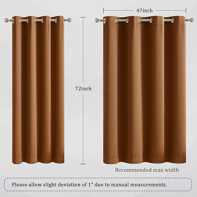 DUALIFE Dark Oak Brown Grommet Room Darkening Curtains 52 x 72 Inches, 2 Panels - Image 6