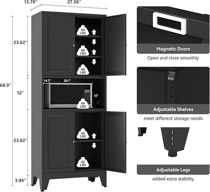 Metal Pantry Storage Cabinet, Microwave Stand - Image 3