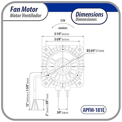 Appli Parts APFM-181E 18W refrigeration condenser and evaporator motor 115V - Image 3
