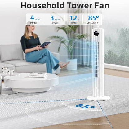 Antarctic Star Tower Fan Portable Floor Fans 85°Oscillating Fan Quiet Cooling - Image 2