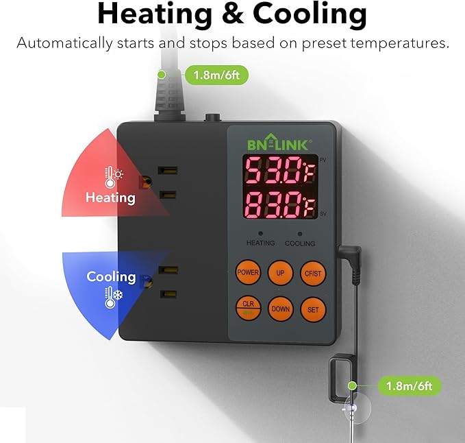BN-LINK Smart WiFi Digital Temperature Controller Heating Cooling, Works - Image 4