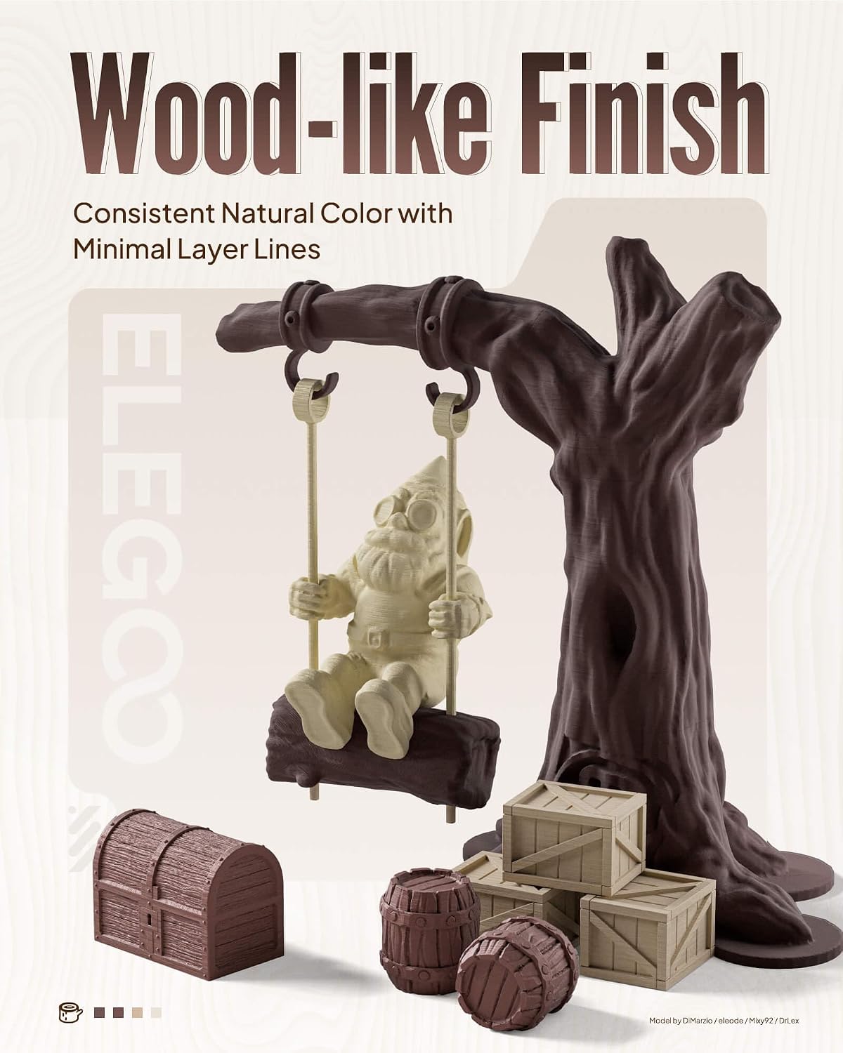 elegoo pla 3d printer filament 1.75mm walnut & shown in use