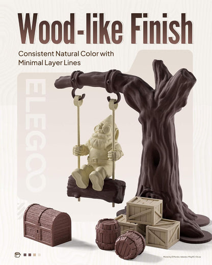 elegoo pla 3d printer filament 4kg oak wood/rosewood/tan shown in use