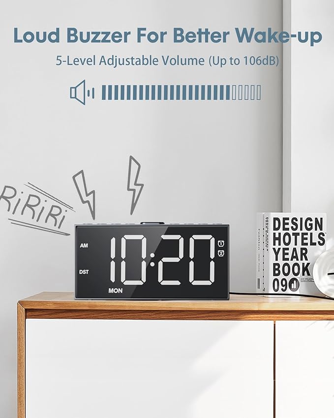 Alarm Clock for Bedroom Heavy Sleepers, Dual Alarms, Weekday/Weekend/Everyday - Image 4