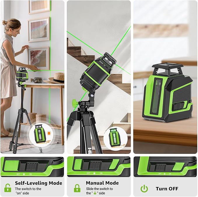 Huepar 360° Laser Level with Tripod 60in, 82Ft - 165Ft Self Leveling Laser - Image 5
