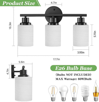 Guliaofo 3-Light Bathroom Light Fixtures, E26 Base Modern Kitchen Light - Image 3