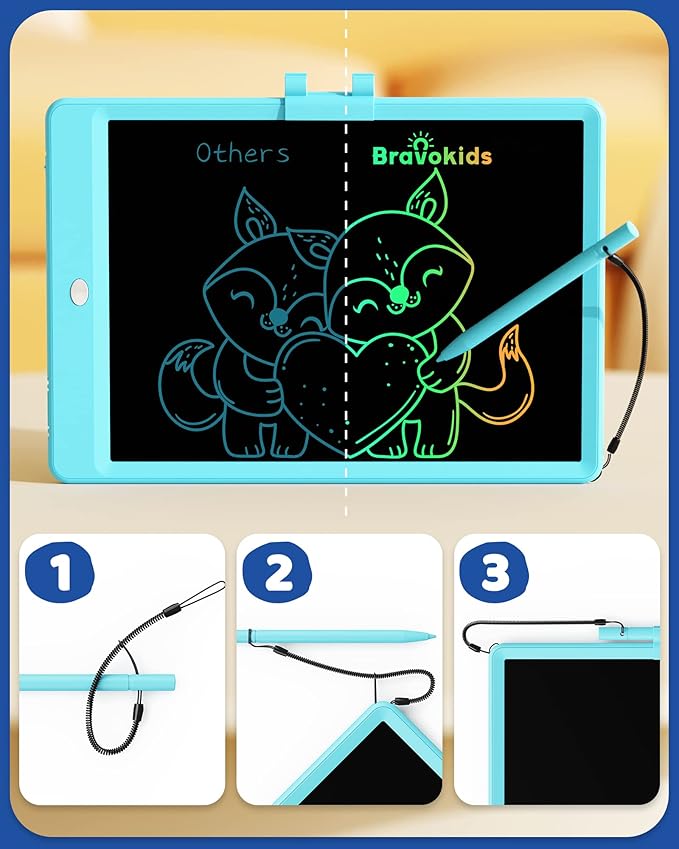 Bravokids Toys for 3-6 Years Old Girls Boys, LCD Writing Tablet 10 Inch Doodle - Image 2