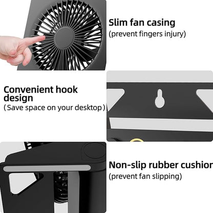 Small Desk Fan, VEMONT USB Table Fan, 5000mAh Rechargeable Battery Fan - Image 4
