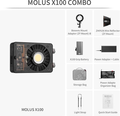 ZHIYUN MOLUS X100 Bi-color Combo 100W Video Light V2 Upgraded Version - Image 2
