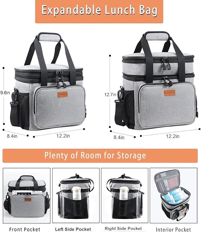 Double Decker XLarge Lunch Box, Insulated Heavy Duty Lunch Bag Waterproof - Image 3
