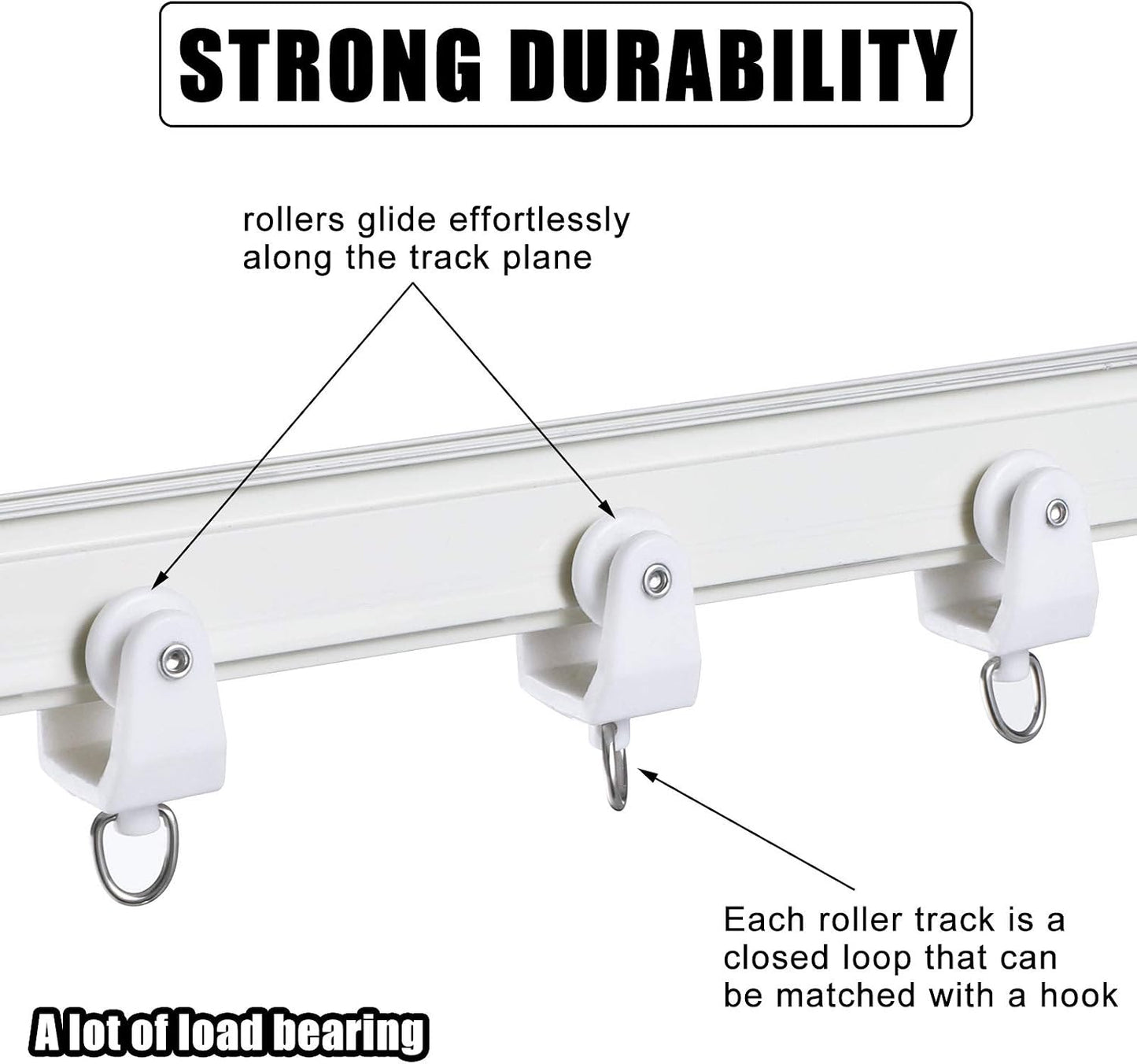 Jetec 25 Pcs Curtain Track Rollers Bulk, Flexible Bendable, White | Suitable for 11 mm Curtain Tracks, Plastic Rail Gliders Hooks Clips, Smooth Gliding for Ceiling Shower Window Room Divider