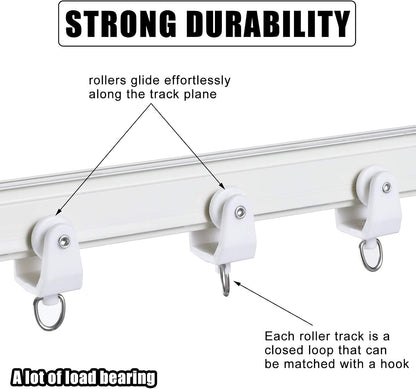 Jetec 25 Pcs Curtain Track Rollers Bulk, Flexible Bendable, White | Suitable for 11 mm Curtain Tracks, Plastic Rail Gliders Hooks Clips, Smooth Gliding for Ceiling Shower Window Room Divider