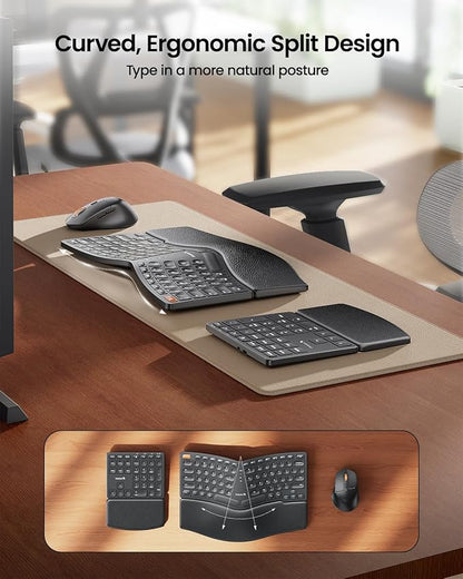 ProtoArc Ergonomic Keyboard Mouse, EKM04 2.4GHz USB Wireless Ergo Keyboard - Image 3