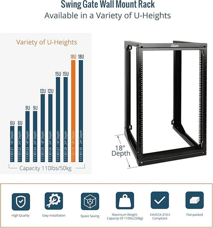 Tecmojo 18U Wall Mount Rack, Server Rack, Open Frame Server Rack, Network Rack - Image 5