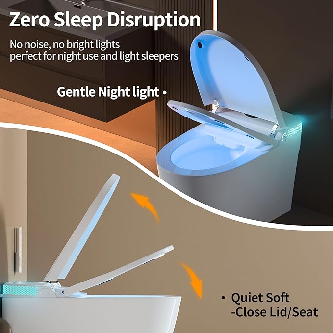 Smart Toilet Bidet with Foot Sensor Flush and Heated Seat, Tankless Toilets - Image 8