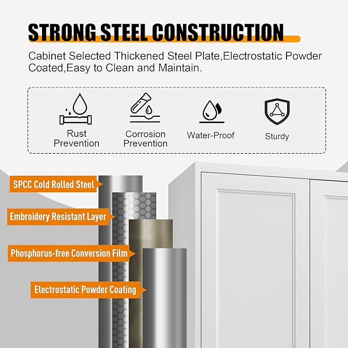 71" Tall Metal Storage Cabinet, Kitchen Pantry Storage Cabinets - Image 7