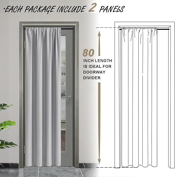 JIUZHEN 80 Inch Length Door Curtains - Image 2