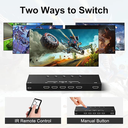 8K 5 in to 1 Out HDMI Switcher，5 Way HDMI Converter & Infrared Remote Control - Image 4