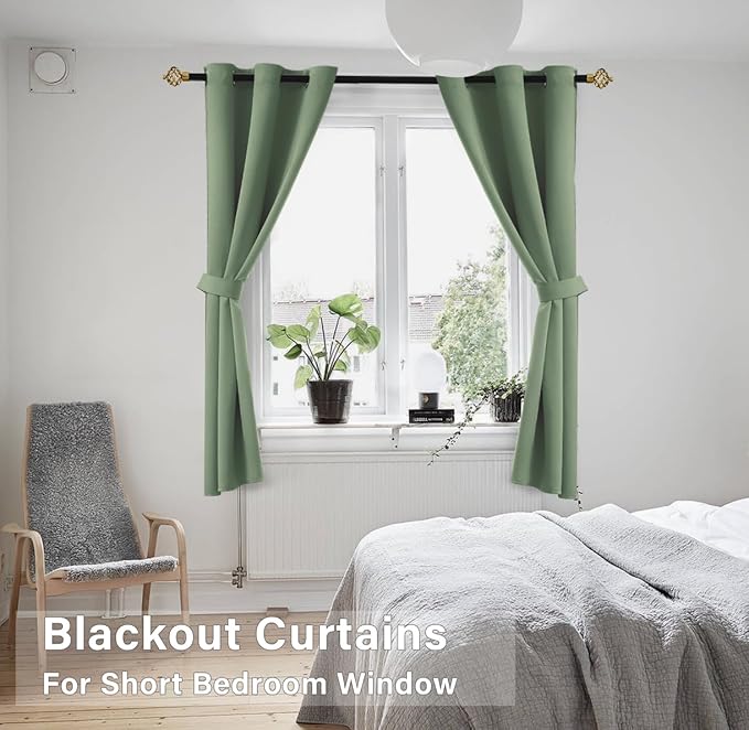 KOUFALL 48 Inch Curtains Long Short Length, Sage Green - Image 8